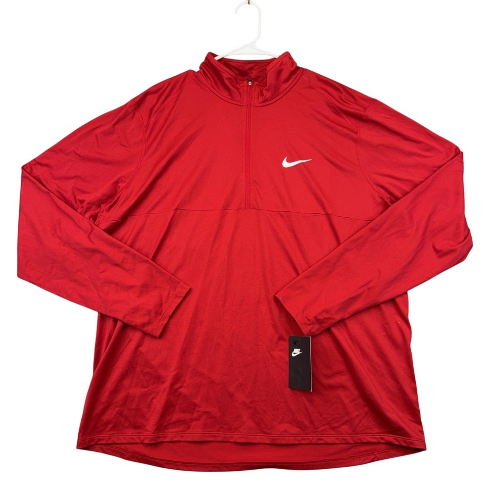 Nike Dri-FIT Pullover Mens 2XL Red Quarter Zip Long Sleeve Running Training Top